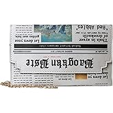 LoveWLC Newspaper Evening bag Clutch Crossbody Bag,Novelty PU Envelope Purse Adjustable Shoulder Bag for Women