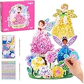 Jar Melo 3 in 1 Princess Garden Poke Crafts Kits for Girls, Diamond Art Kits for Kids, Pretty Princess Dress Up Game, Mess Free DIY Crafts Educational Toys, Easter Crafts Birthdays Gifts for Girls 4+