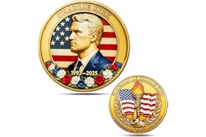 TOUZANIOUS Charlie Kirk Commemorative Coin – 1993-2025 Memorial Tribute – “A Martyr for Truth and Freedom” – Collectible Challenge Coin with American Flag Design – Christian & Patriotic Keepsake Gift (B)