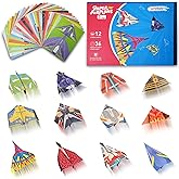Lumikidz Paper Airplane Kits – 12 Classic Origami Designs, 36 Sheets – Creative World Record Paper Planes – Fun Airplane Toys & Birthday Gifts for Kids Ages 5-12 Boys and Girls