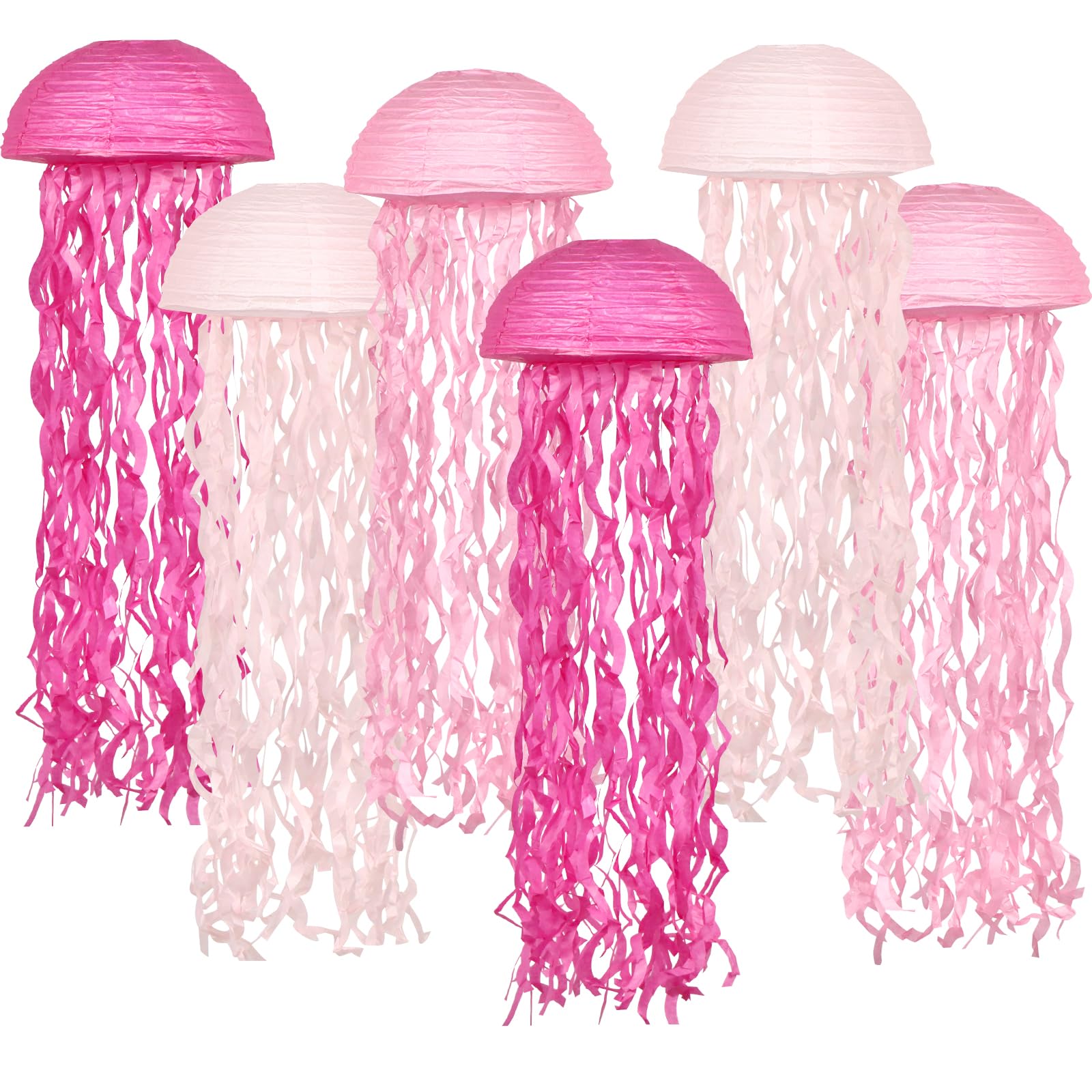 Photo 1 of KAXIXI Pink Jelly Fish Paper Lanterns Set, Under The Sea Party Decorations, Jellyfish Hanging Lanterns for Mermaid Ocean Birthday Party Decorations Baby Shower Decor
