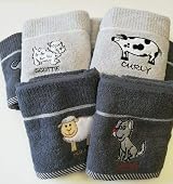 Sue Rossi Ltd 3 Pack Turkish Cotton Tea Towels Embroidered Sheep Dark Grey view 2