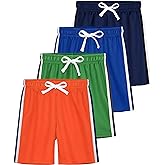 YERIOK 4 Pack Boys Mesh Shorts Boys Athletic Shorts Kids Youth Quick Dry Basketball Running Gym Sports with Stripe