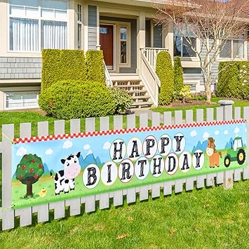 Wernnsai Bauernhof Tier Gross Happy Birthday Banner 48 Cm X 300 Cm Partyzubehor Fur Kinder Scheunenhof Thema Geburtstag Partydekoration Gross Hof Zeichen Foto Hintergrund Amazon De Spielzeug