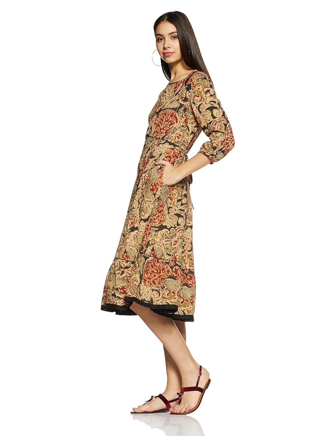 fabindia women's shift cotton midi dress