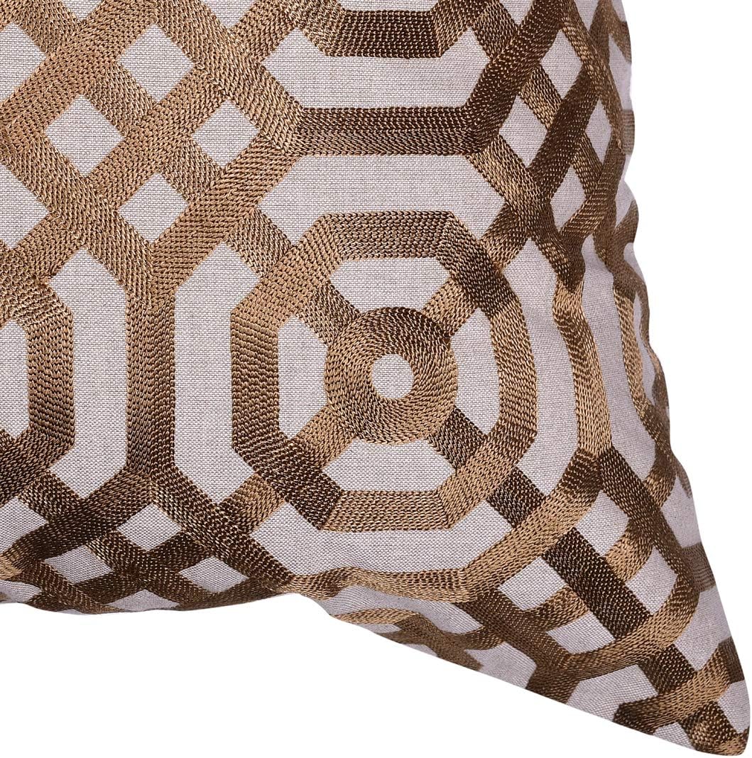 Decozen Decorative Throw Pillow with Insert 20"x20" inches in 1 Set Embroidered Octagon Pattern for Couch Sofa Bed Living Room Bedroom Farmhouse Indoor Patio: Home & Kitchen
