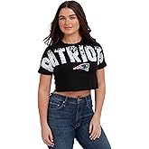FOCO NFL Womens NFL Team Logo Ladies Fashion Distressed Wordmark Petite Size Crop Top Shirt