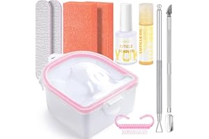 Yokilly Nail Soaking Bowl, Soak Off Gel Polish Remover Manicure Bowl, Acetone Nail Soak Off Bowl for Acrylic Nails Dip Powder Remover Kit with Cuticle Oil, Cutile Remover, Cuticle Pusher Peeler