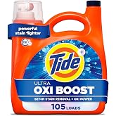Tide Ultra Oxi Boost Liquid Laundry Detergent, 148 fl oz, 105 Loads, Advanced Stain Remover with Extra Oxi Power