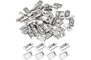 uxcell 50Pcs M5 T Spring Nut Fastener Carbon Steel Nickel Plated Half Round Roll in Spring T Slot Nut for t-Slot Aluminum Pro