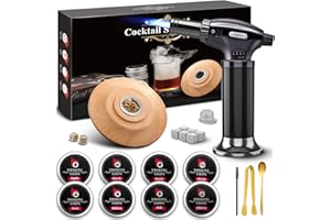 Syjunf Cocktail Smoker Kit with Torch - 8 Flavors Wood Chips - Old Fashioned Cocktail Kit, Whiskey Smoker Kit, Drink Smoker, Whiskey, Birthday Bourbon Gifts for Men, Dad, Husband (Without Butane)