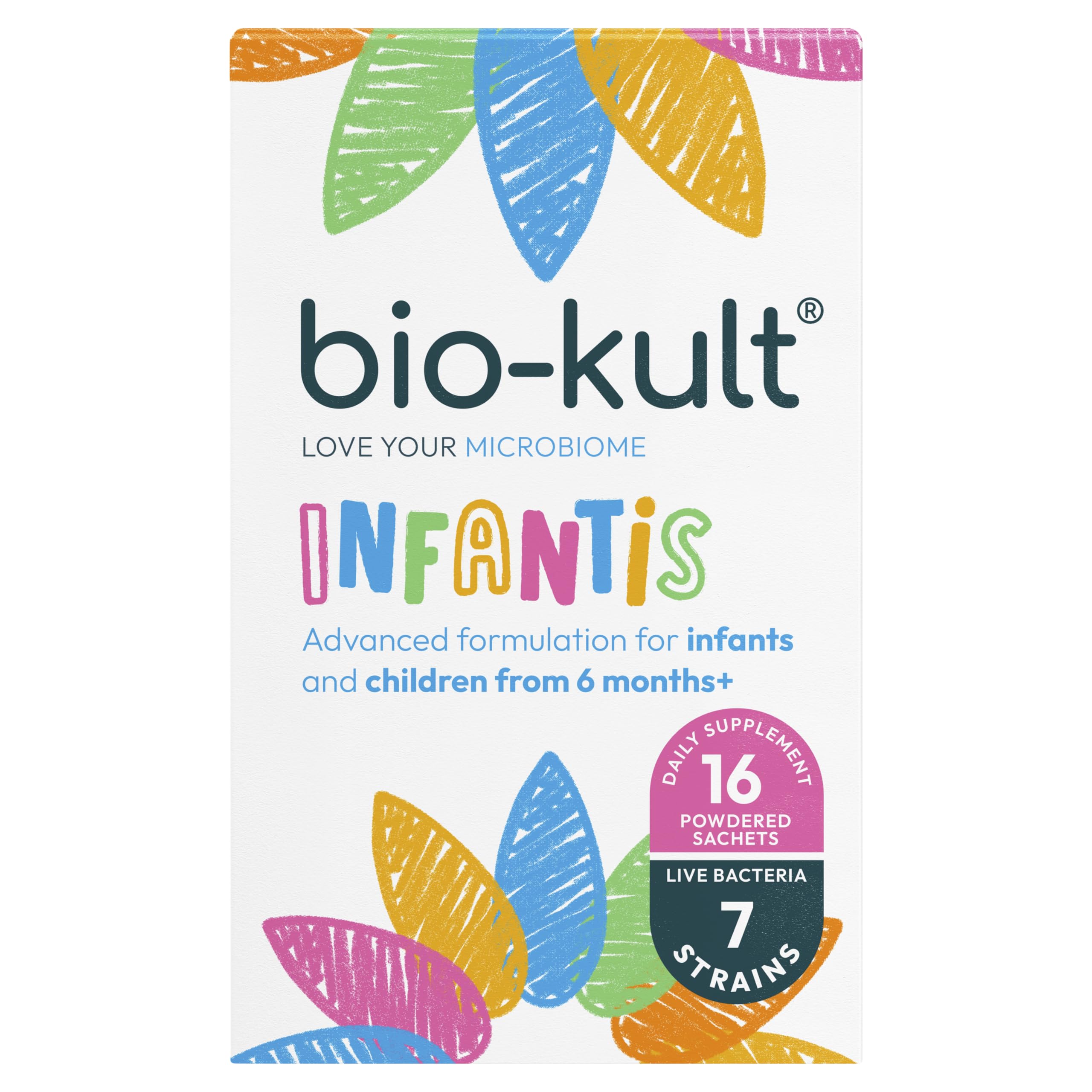 Bio-Kult Infantis 16 Sachets | Probiotic Daily Supplement with 7 Gut Friendly Live Bacteria Strains | Kids, Children & Infants 6m+ | Gluten Free & Vegetarian | Add to Food or Drink