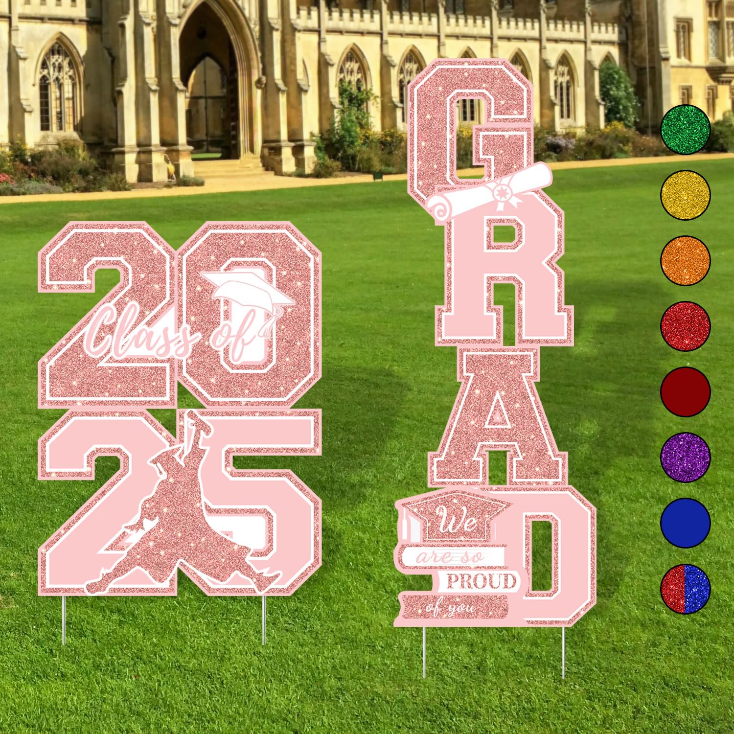 Graduation Yard Signs Class of 2025 Pink Graduation Decorations - 4pcs ...