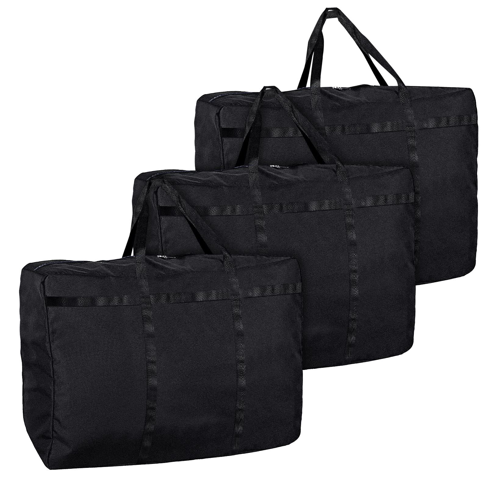 ASelected 3 Pack 180L Extra Large Moving Bags With Zips, Thicker 600D Oxford Waterproof Garden Moving Large Storage Bag,Big Bags For moving,Bedding, Duvets, Clothes Or Moving Home, 100X56X26cm - Black