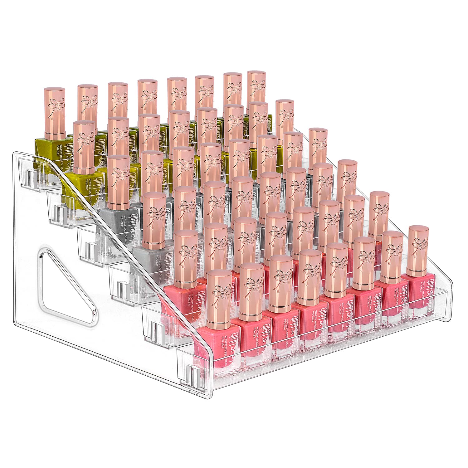 JessLab Nail Polish Organizer, 6-Tier Clear Acrylic Nail Polish Rack Essential Oil Holder Cosmetic Display Case Makeup Organizer Cosmetics Storage for Bathroom Vanity Countertop
