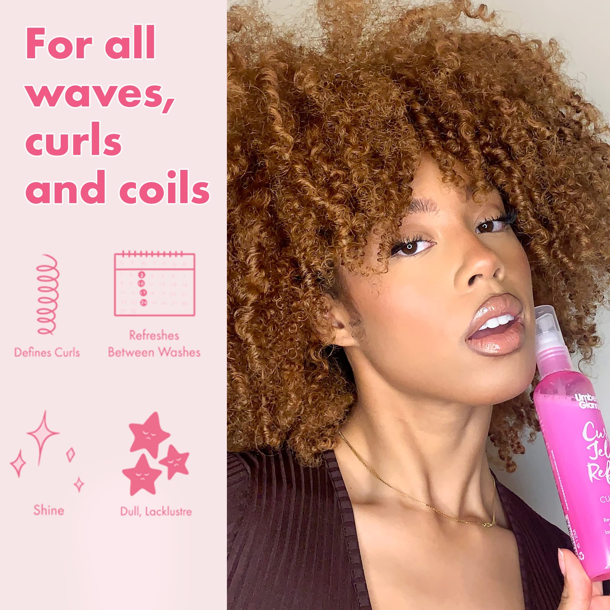 Umberto Giannini Curl Jelly Refresh - Curl Refreshing Styling Spray for Zero Frizz, Defined Curls - Moisturising Spray & Scrunch Curl and Wavy Hair Styling