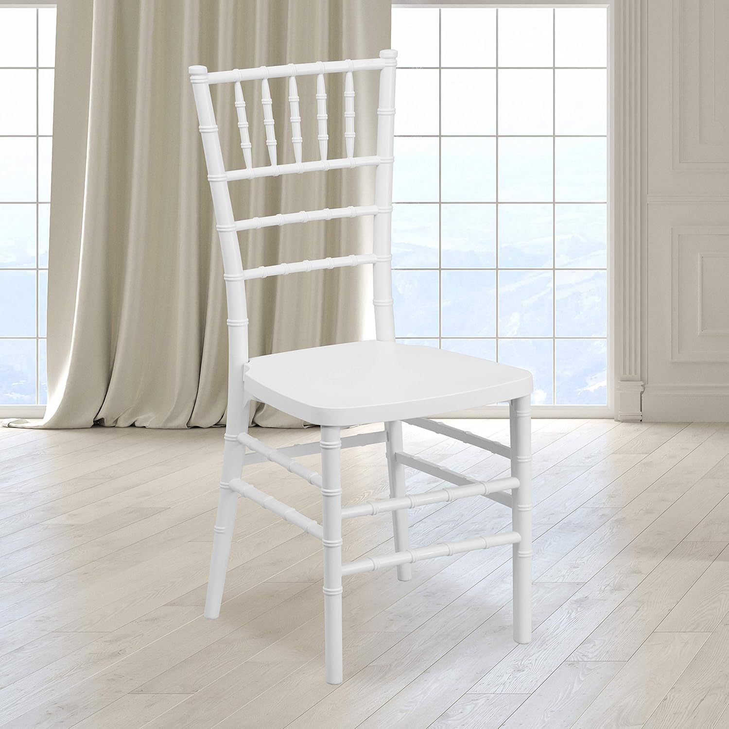 Flash Furniture HERCULES PREMIUM Series White Resin Stacking Chiavari Chair: Furniture & Decor