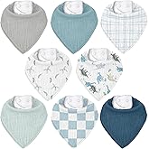 CIVARUA KIDS Muslin Baby Bibs 8 Pack, Baby Bandana Drool Bib for Drooling and Teething, Cotton Soft Absorbent for Girls Boys
