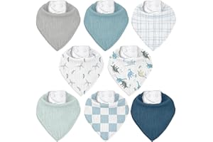 CIVARUA KIDS Muslin Baby Bibs 8 Pack, Baby Bandana Drool Bib for Drooling and Teething, Cotton Soft Absorbent for Girls Boys
