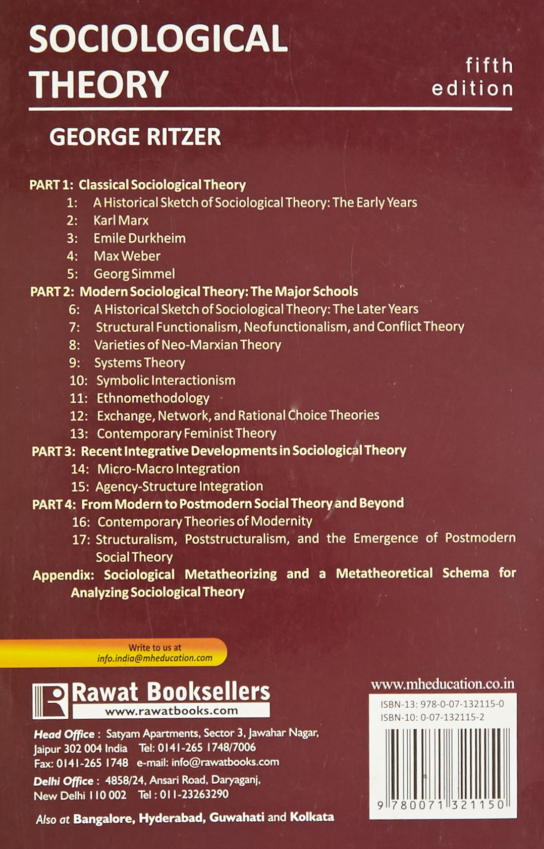 Sociological Theory George Ritzer 9780071321150 Amazon Com Books