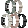 Folavii 5 Pack Stretchy Nylon Compatible with Fitbit Charge 6 Bands/Fitbit Charge 5 Bands for Women Men, Elastic Adjustable Straps Sport Replacement Wristbands for Fitbit Charge 5/6 Watch