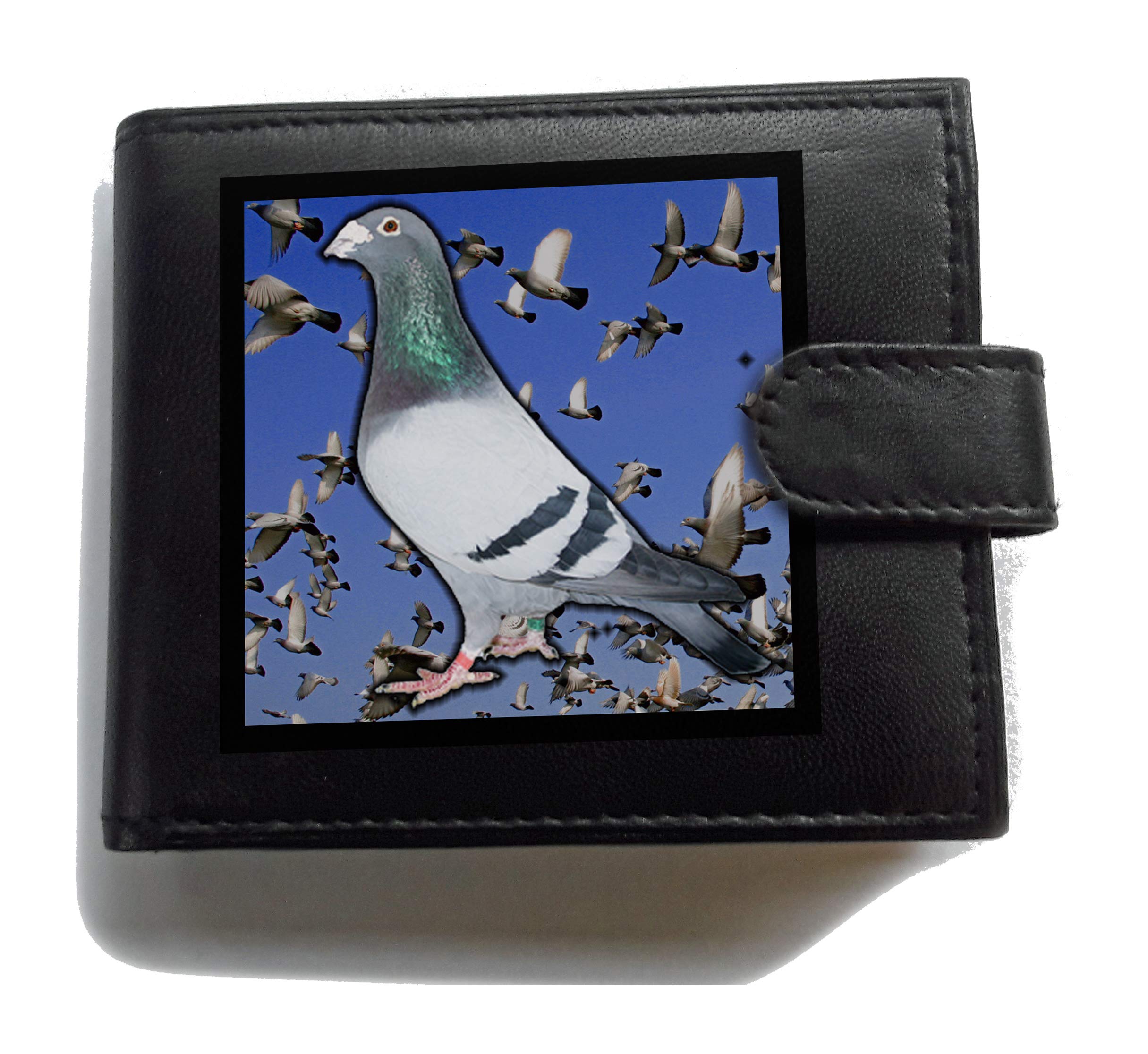 Pigeon Fancier Gift Anti RFID Theft Wallet Black Soft Leather Large Coin Pocket