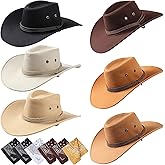 Zhanmai 12 Pcs Cowboy Hat and Bandana Cowboy Cowgirl Hats Bulk Western Party Costume Halloween Accessory