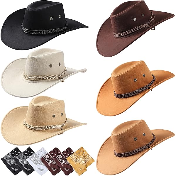 Amazon.com: Mumufy 4 Pcs Classic Western Cowboy Hat Men Felt  display picture 2