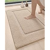 DEXI Bathroom Rugs 43x24, Washable Non Slip Bath Mat for Shower Floor, Absorbent Quick Dry Bathmat with Rubber Backing, Ultra Soft Plush Carpet for Tub, Beige