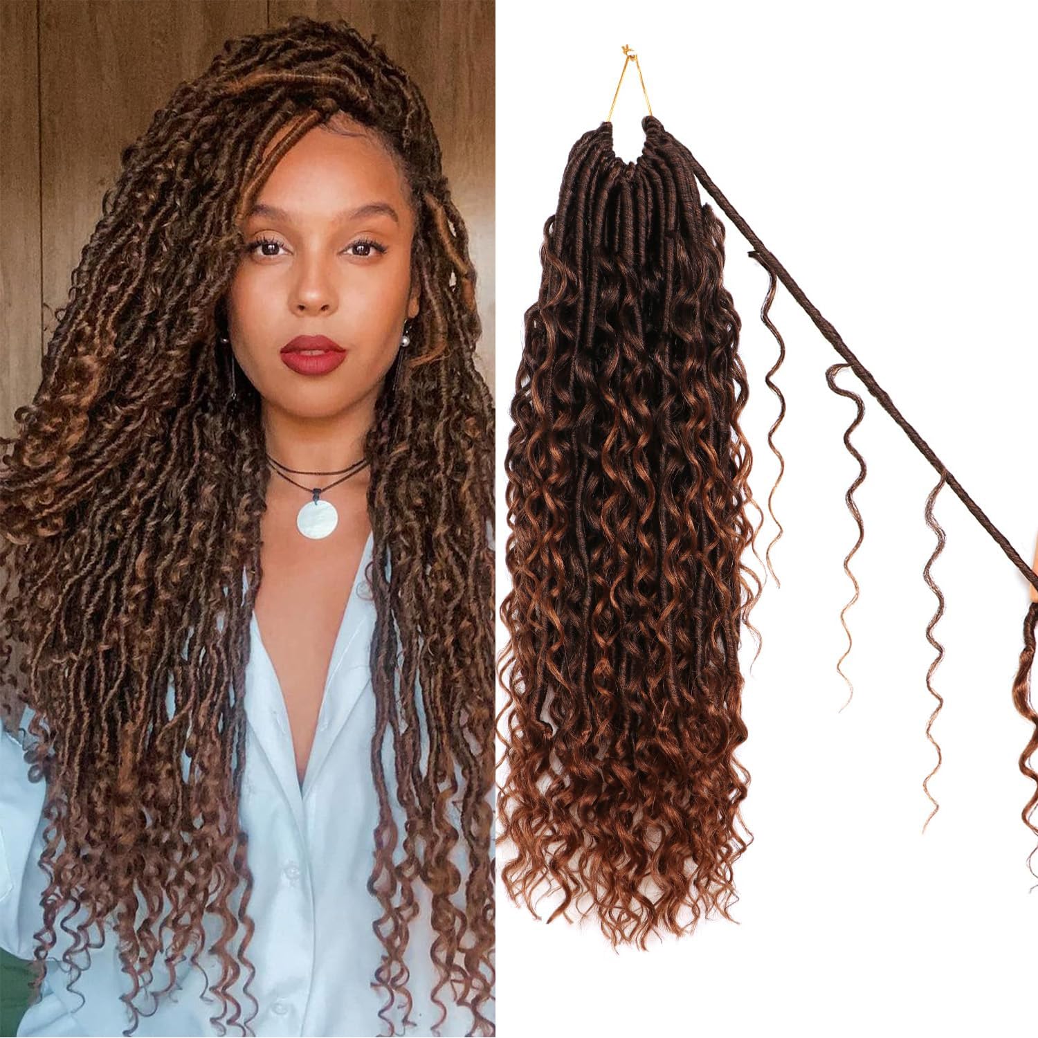Faux Locs Crochet Hair-Soft Locs Crochet Braids Hair Extensions Goddess Braids Extensions Hair (#T30, 18Inch (Pack of 8)) — image 1