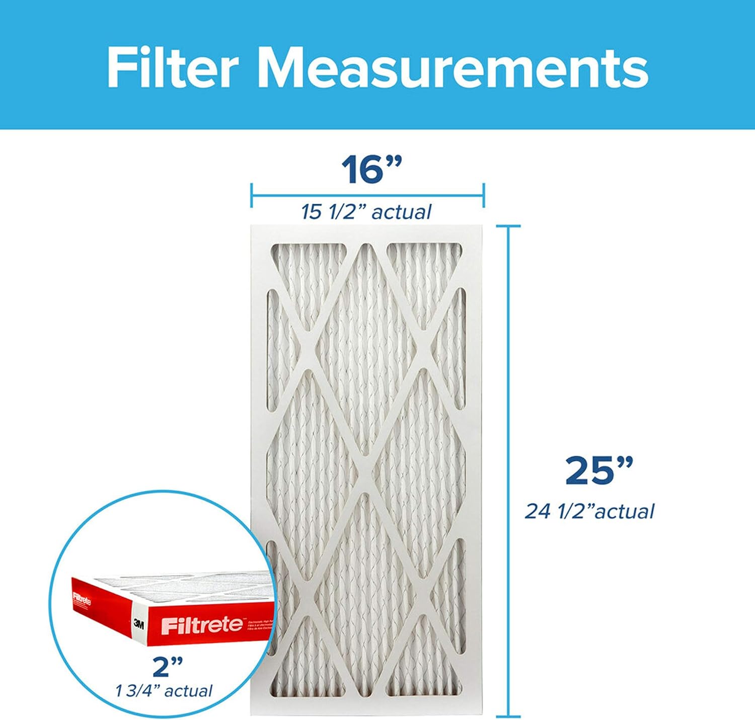 Filtrete 16x25x2, AC Furnace Air Filter, MPR 1000, Micro Allergen Defense, 4 Pack (exact dimensions 15.5 x 24.5 x 1.75) - - 