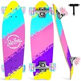 BELEEV Cruiser Skateboards for Beginners, 27 x 8 inch Complete Skateboard for Kids Teens Adults, 7 Ply Canadian Maple Double Kick Deck Concave Skateboard with Skate T-Tool