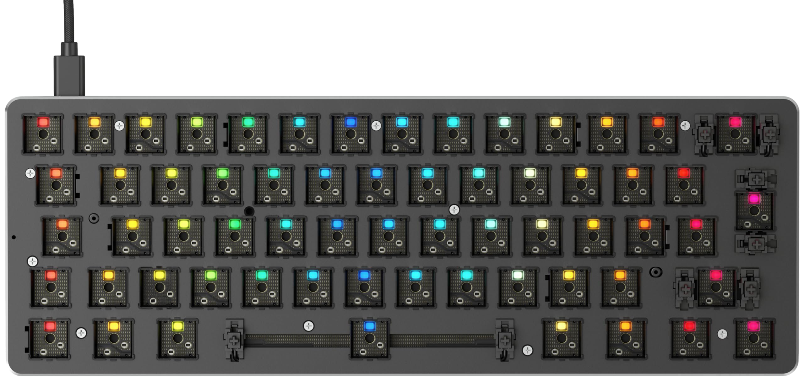 GLORIOUS Gaming GMMK Compact 60%, Barebones (Frame Only) - Mechanical Gaming Keyboard, Per Key RGB, Hotswap & Customisable - European/International ISO Layout - Black