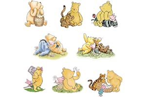 8 PCS Classic Winnie Bear and Friends Cutout Props with Stands – Double‑Sided Printed Baby Shower & Birthday Table Centerpiec