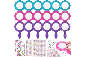 Geetery 20 Pcs Unbreakable Kids Mirror DIY Decorate Your Own Princess Mirror Mermaid Foam Small Crafts Princess Party Decorations(Pink, Purple, Turquoise)