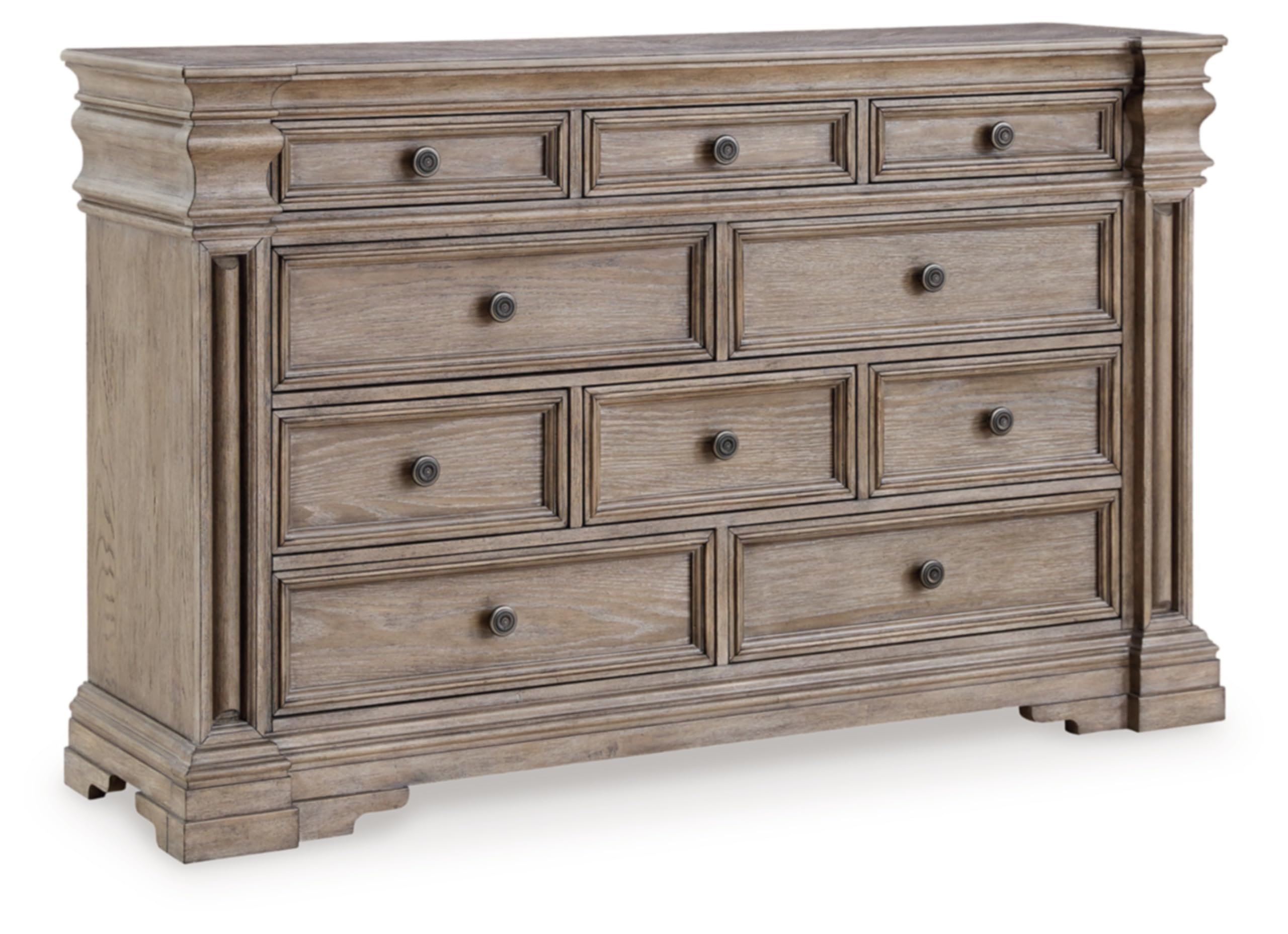 Photo 1 of Signature Design by Ashley Blairhurst Traditional 10-Drawer Dresser with Felt-Lined Top Drawer and Safety Stop, Gray & Light Brown