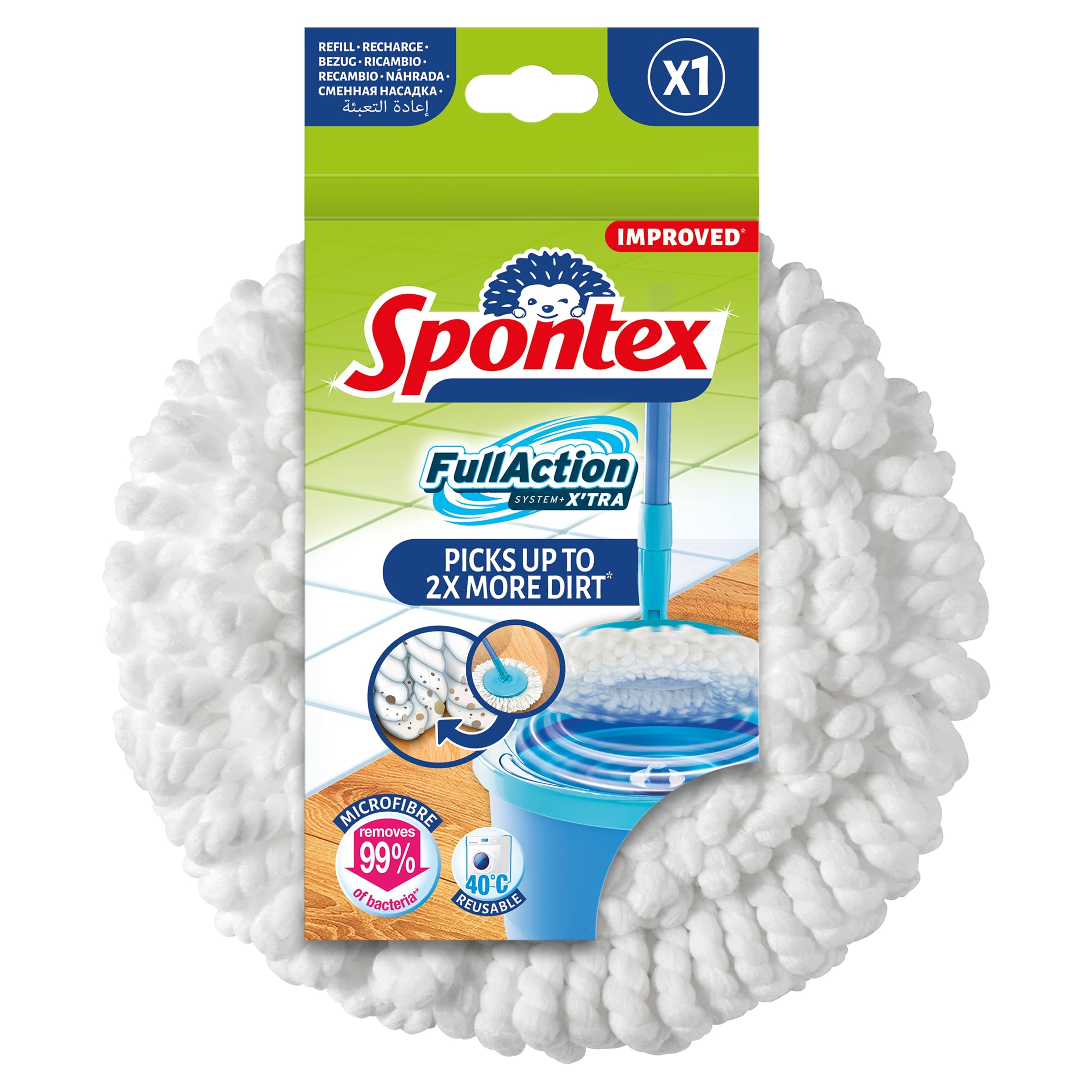 Spontex Full Action System+ Xtra Microfibre Mop Head Refill