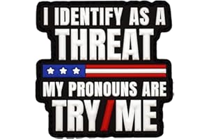 PATCH FIEND My Pronouns are Try Me PVC Morale Patch - Hook Backed, Funny Style PVC Patch for Military Backpack and Gear - Ideal for Meme Aficionados, Patriots & Funny Patch Fans - Humorous Custom Patches