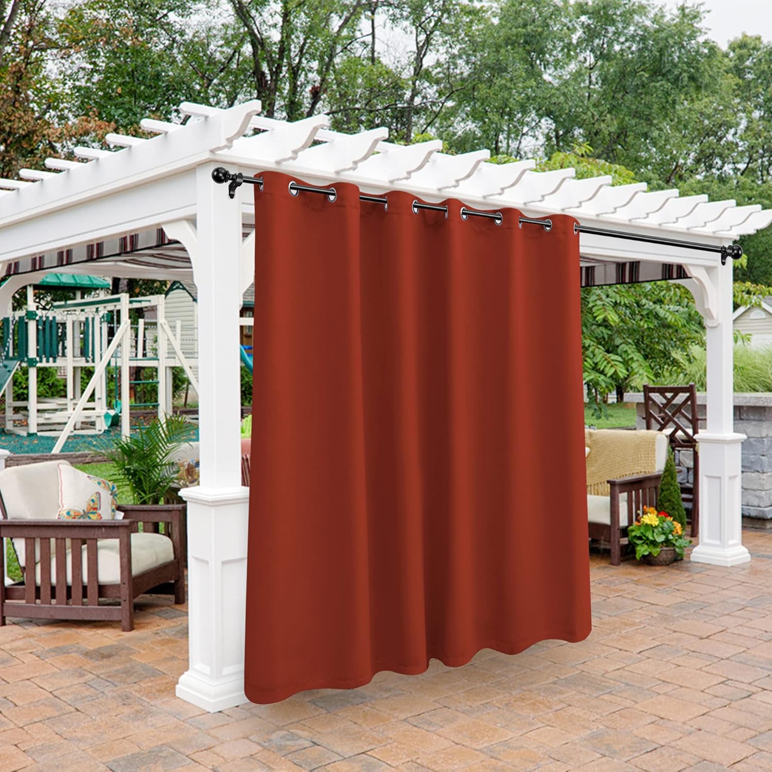 Outdoor Curtains - BONZER Waterproof Outdoor Patio Curtains - Thermal Insulated, Sunlight Blocking Weatherproof Grommet Outside Curtains for Porch, Pergola, Cabana, Balcony, 1 Panel, 100W x 120L inch, Orange