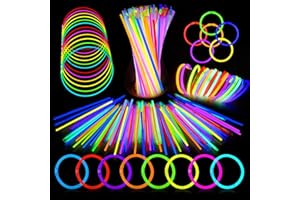100 PCS 8" Glow Sticks Bulk Party Pack – Neon Glow in the Dark Bracelets & Necklaces for Kids & Adults, Halloween, Christmas,