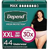 Depend Fresh Protection Adult Diapers, Incontinence & Postpartum Bladder Leak Underwear for Women, Disposable, Maximum, Extra-Extra-Large, Blush, 44 Count (2 Packs of 22), Packaging May Vary