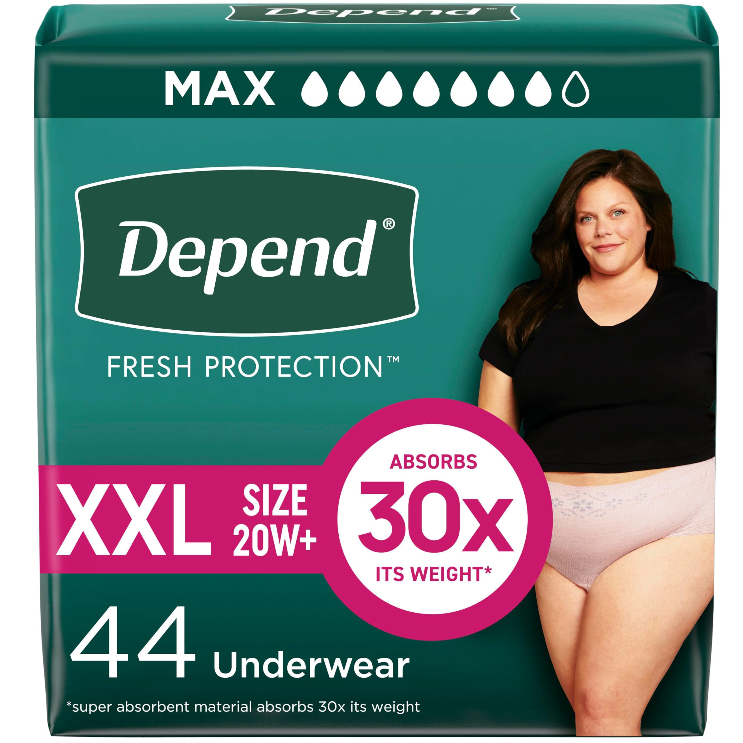 Photo 1 of ***FACTORY SEALED***Depend Fresh Protection Adult Incontinence & Postpartum Bladder Leak Underwear for Women, Disposable, Maximum, Extra-Extra-Large, Blush, 44 Count (2 Packs of 22), Packaging May Vary