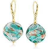 Ross-Simons Italian Multicolored Murano Glass Bead Drop Earrings in 18kt Gold Over Sterling