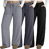 Neer 3 Pack Women's Plus Size Lounge Pants, Wide Leg Yoga Pants Baggy Drawstring Sweatpants with Pockets Casual Loose Jogger
