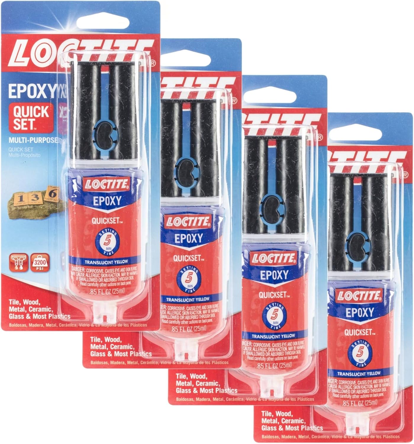 Loctite Epoxy Quick Set 0.85-Fluid Ounce Syringe (1395391) - 4 Pack