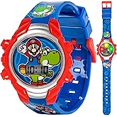 Super Mario Kids Digital Watch with Yoshi, LED Light Show, Soft Silicone Strap, Durable Kid-Friendly Design, Fun Time-Telling for Boys and Girls
