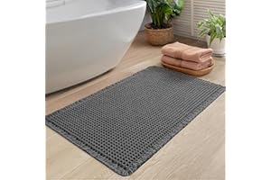 GRIPPA Waffle Bath Mat Style, 17x24 Non Slip Absorbent Quick Dry Machine Washable Rug for Bathroom Floor (Dark Gray, 17x24)