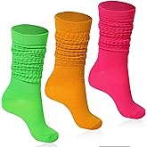 Moon Wood Women's Slouchy Socks for Boots, 3 Pairs Ribbed Knit Thick Warm Long Scrunchie Socks for Hiking & Daily Wear