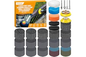 Pukamam 331 PCS 2 Inch Wet Dry Sanding Discs Grit 60 80 120 150 180 240 320 400 600 800 1000 1500 2000 3000 5000 10000 Hook and Loop for Drill Sanding Attachment
