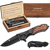 1 Year Anniversary Paper Gifts for Boyfriend, 1st Anniversary Present for Men Him Husband, First Year Marriage Keepsake, Wedding Date Engraved Pocket Knife with Gift Box, Personalized Mens knife